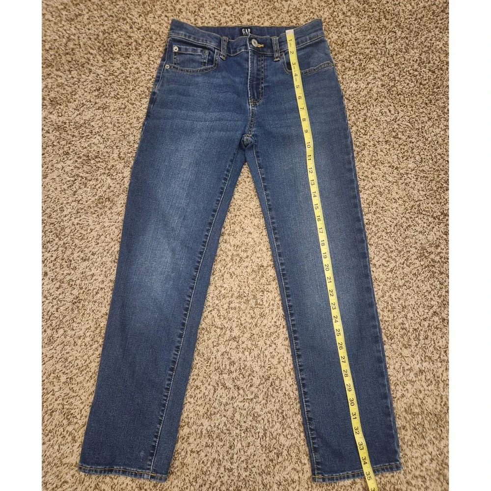 Gap Denim Original Boys‎ Size 12 Straight Leg Jeans Medium Wash Blue Stretch EUC